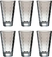 Leonardo Optic Trink-Gläser 6er Set, spülmaschinenfeste Longdrink-Gläser, bunte Trink-Becher aus Glas, Getränke-Set, grau, 300 ml, 025899