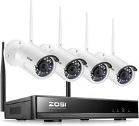 ZOSI 3MP WLAN Überwachungssystem 8CH 5MP Wireless NVR mit 4 3MP WLAN Kamera Set ohne Festplatte, Wetterfest, 24M IR Nachtsicht