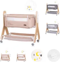 Chipolino Babybett Heart 2 Heart, Beistellbett, Rollen, Matratze, Wiegefunktion beige