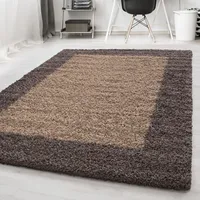 Carpetsale24 Hochflor Teppich Bordüre Design Modern Shaggy Teppich Wohnzimmer, Schlafzimmer Flauschig Weich Grösse 300x400 cm