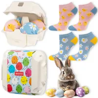 2 x Lustige Socken Eier im Eierkarton von SOXO - Perfekt für ein Geschenk - Größe: 35-40, Ostergeschenke