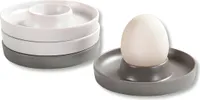 Kesper | Eierbecher Set | 4er Pack | robustes Melamin | stilvolles Grau-Beige Design | ideal für den Frühstückstisch
