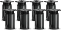 8er Set sossai® moderne runde Möbelfüße in Schwarzmatt 60mm höhenverstellbar Schrankfüße Sockelfüße