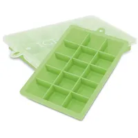 Intirilife 2x Eiswürfelformen in GRÜN – 2er Set à 15 Fächer Eiswürfel Silikonformen mit Deckel – Flexibler Eiswürfelbehälter Verschließbar für Eis, Babynahrung und mehr