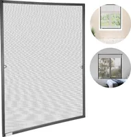 Aopunly Fliegengitter Insektenschutz Fenster 100 x 120 CM Alurahmen Mückenschutz Insektenschutzgitter Ohne Bohren Anthrazit