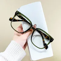 PACIEA Lesebrille Anti Blaulicht Klassisch Quadratisch Vollrandrahmen Federscharnier Anti-Müdigkeit Grün +300