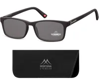 GKA Montana getönte Lesebrille +2,5 Dioptrien schwarz Sonnenbrille mit Sehstärke Sonnenlesebrille Nerd mit Federbügel Sonne Brille und Etui