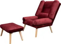 Liegesessel Sessel Relaxsessel Lola mit Fußhocker Rückenlehne 5-stufig einstellbar Farbe: Amor Velvet 4306 weinrot