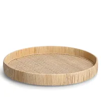 Zeller 25171 Dekotablett Nature, Rattan, ca. Ø 40 x 5 cm, Serviertablett, Dekoration, Naturprodukt