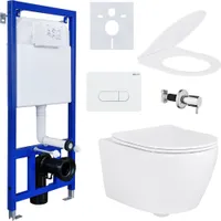 Hänge Wand Dusch WC Taharet/Bidet Funktion + KOMPLETTE SET Toilette Spülrandlos