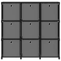 vidaXL Police z kostek s 9 boxy černá 103x30x107,5 cm látka