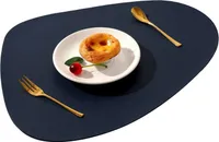 Tischsets,Abwaschbar Rund Doppelseitigen rutschfest Platzdeckchen Leder Kunstleder Tischset Lederoptik Platzset (Blau)