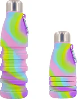 500ml Faltbare Wasserflasche Auslaufsicheres Silikon Tragbare Trinkflasche für Reisen Camping Wandern Draussen, Bunt