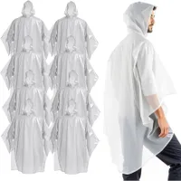 10x Einweg Regenjacke & Regenponcho mit Kaputze - Einmal Regenjacke mit Kapuze - Universalgröße: transparent und wasserdicht