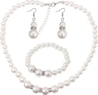 Stück elegante Damen-Halskette mit Kunstperlen, Haken, Ohrringe, Armband, Hochzeit, Schmuck, Geschenk