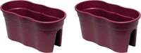 KHW Geländerblumenkasten Flowerclip XL aus hochwertigem Kunststoff - 2er Set; Stabil, wetter-/UV-beständig; Maße 57,5 x 27,7 x H 27 cm. Farbe: Beere,