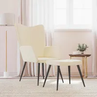 vidaXL Relax křeslo s taburetem krémová tkanina