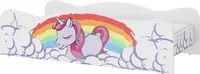 iGLOBAL Kinderbett Mädchenbett Jugendbett Juniorbett Bett mit Lattenrost Stellage Schaumstoffmatratze Einhorn 140 x 70 cm