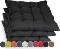 Sunnypillow 4er Set Stuhlkissen mit Bändern 40x40 cm Bequeme Polsterauflage 8cm dick Auflage für Stühle / Bänke in Haus und Garten Sitzkissen Sitzauflage Gartenkissen Outdoor / Indoor | Schwarz