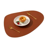 Tischsets,Abwaschbar Rund Doppelseitigen rutschfest Platzdeckchen Leder Kunstleder Tischset Lederoptik Platzset (braun)