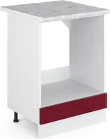 Vicco Herdumbauschrank R-Line, 60 cm , AP Marmor, Bordeaux Hochglanz/Weiß