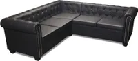 vidaXL 5-osobowa sofa Chesterfield ze sztucznej skóry, czarna
