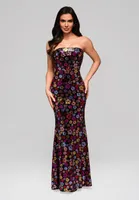 Ombre Elegantes Paillettenkleid mit Blumenmuster XL