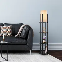 Opviq, 7111 - Black-US, Stehlampe, METALLKÖRPER, Schwarz, 130 x 25 x 25 cm