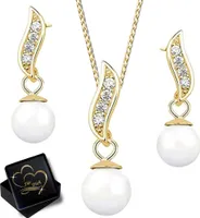 Süsswasser Perlen Set 925 Silber Gold 50cm Halskette mit Ohrstecker Anhänger für Damen Ohrringe Schmuckset K878+V11