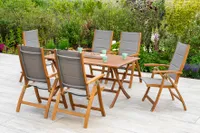 Merxx Gartenmöbelset "Acapulco" 7tlg. - Akazie mit Textilbespannung grau - 50123-309