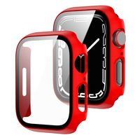 Schutzhülle Display PC Hülle+Schutzglas Case Für Apple Watch Series 8 / 7 45mm Rot
