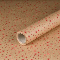 Geschenkpapier, Rote Sterne, Weihnachtspapier, Kraftpapier, 0,7 x 10 m