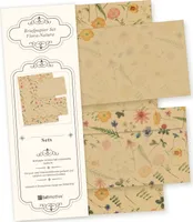 Geschenkmappe Briefpapier mit Umschlag Set FLORA NATURA Vintage Blumen 25 Sets DIN A4 beidseitig floral Natur nachhaltig für Frauen Erwachsene Brief Set