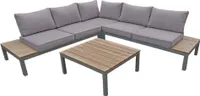 Harms Garden Pleasure Valentina Loungegruppe, Aluminiumgestell anthrazit, Ablageflächen Nonwood braun