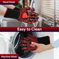 Grillhandschuhe Hitzebeständig, Ofenhandschuhe, Backhandschuhe zum Backen, Grillen, Kochen, BBQ