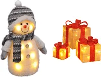 Weihnachtsdekoration Set Deko Schneemann und beleuchtete Geschenkboxen