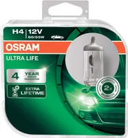 OSRAM ULTRA LIFE H4, halogenowa żarówka reflektorowa, 64193ULT-HCB, 12V samochodowa, Duo Box (2 sztuki)