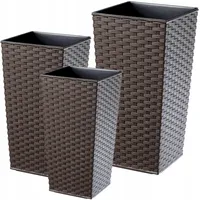 KADAX Zestaw 3x Donica Doniczka Wkład Rattan mokka 68cm