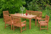 Merxx 4tlg. Santos Gartenmöbelset - 2 Sessel, 1 Bank, 1 Tisch - Farbe: braun - Maße: Sessel: 58x57x89 Bank: 58x157x89 Tisch: 170x90x74; 2x 25120-011 + 1x 25123-011 +   1x 25002-011