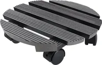 Sessamen-LP 2x WPC Pflanzenroller Ø 30 cm Tragkraft 100 kg, Blumenroller Rollbrett Pflanzen Blumentopf Untersetzer mit Rollen Feststellbar für Außen- und Innenbereich (Anthrazit, Rund)