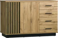 Furniture24 Kommode Lamelo LA6 Schubladenschrank Sideboard mit 2 Türen und 4 Schubladen Wotan Eiche