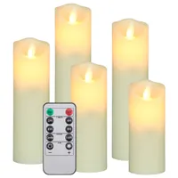 4tlg LED-Wachs-Kerzen-Set Leuchten Wachs Flammenlos mit Fernbedienung Weiß 
