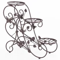 Outsunny Pflanzenregal, Dreistufiger Blumenstand, Blumentreppe im französischem Stil, Pflanzenstand, Metall, Bronze, 75 x 28 x 66 cm
