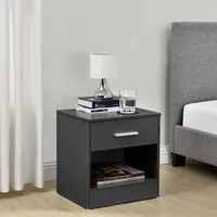 [en.casa]® Nachttisch Nachtschrank grau 1x Schublade & 1x Ablagefach Spanplatte