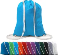 Rucksack Schuhbeutel Turnbeutel Sportbeutel Zuziehbeutel Gym Sack Baumwolle, in Farbe: Türkis