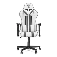 Ranqer Felix Gaming Stuhl - Professioneller Gaming-Sessel - Ergonomischer Gaming Stuhl - 2D-Armlehnen - 180° verstellbare Rückenlehne mit Kissen - Stabiles Nylon Gestell  - Weiß / Grau