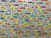 Geschenkpapier mit Auto Sport Motiv 70cm x 2m Rolle silber / bunt