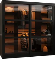 MEBLE KRYSPOL DOME Zweitüriger Schrank Spiegel, 200x180x62cm - Schwarz, Schwarz, Schwarz