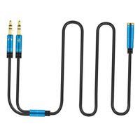 Kopfhörer-Splitter Zwei-in-Eins-Umwandlungsstecker 3,5-mm-Buchse auf 2 Dual-3,5-mm-Stecker Telefon-Headset auf PC-Adapter Y-Splitter-Kabel für Farbe Blau