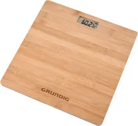 Grundig Personenwaage - Digitale Bambus Waage - Max. 180KG - Waage mit Rutschfesten Füßchen - Messung in KG, LB und ST